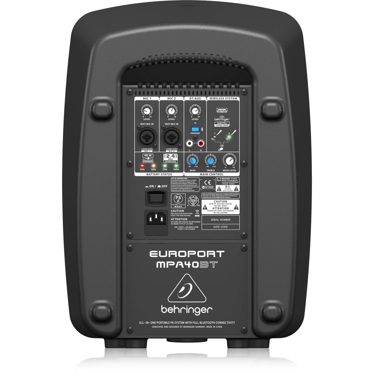 Behringer Europort MPA40BT All-in-One Portable 40-Watt PA System with Bluetooth Connectivity and Battery Operation